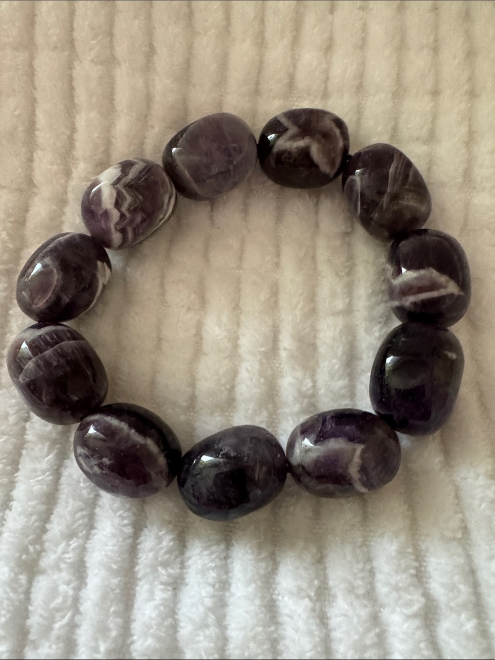 Bi-Color Amethyst Barrel Stretch Bracelet 263.50 ctw 7.5 stretch